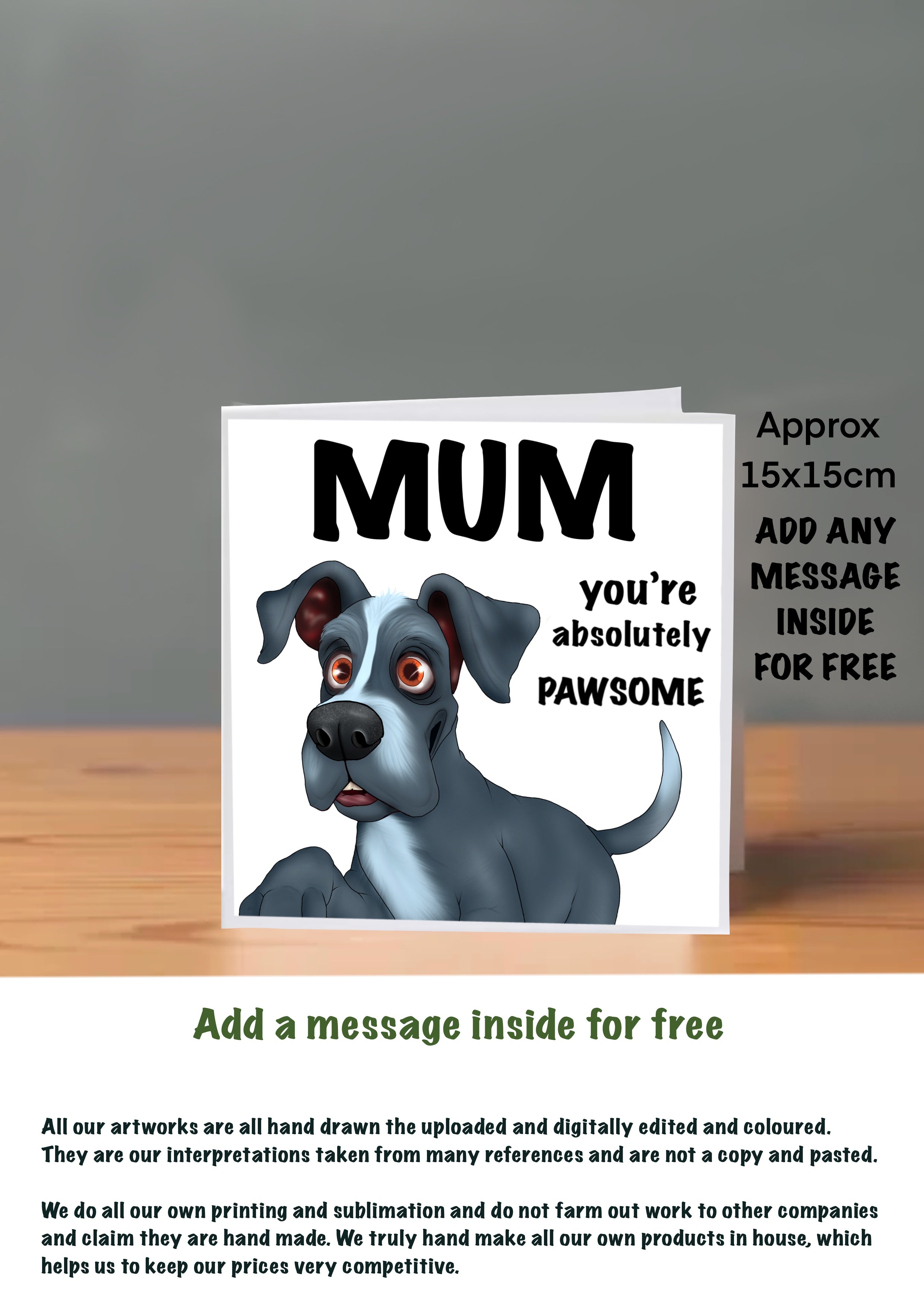 Dog Cards 15x15 for Mum