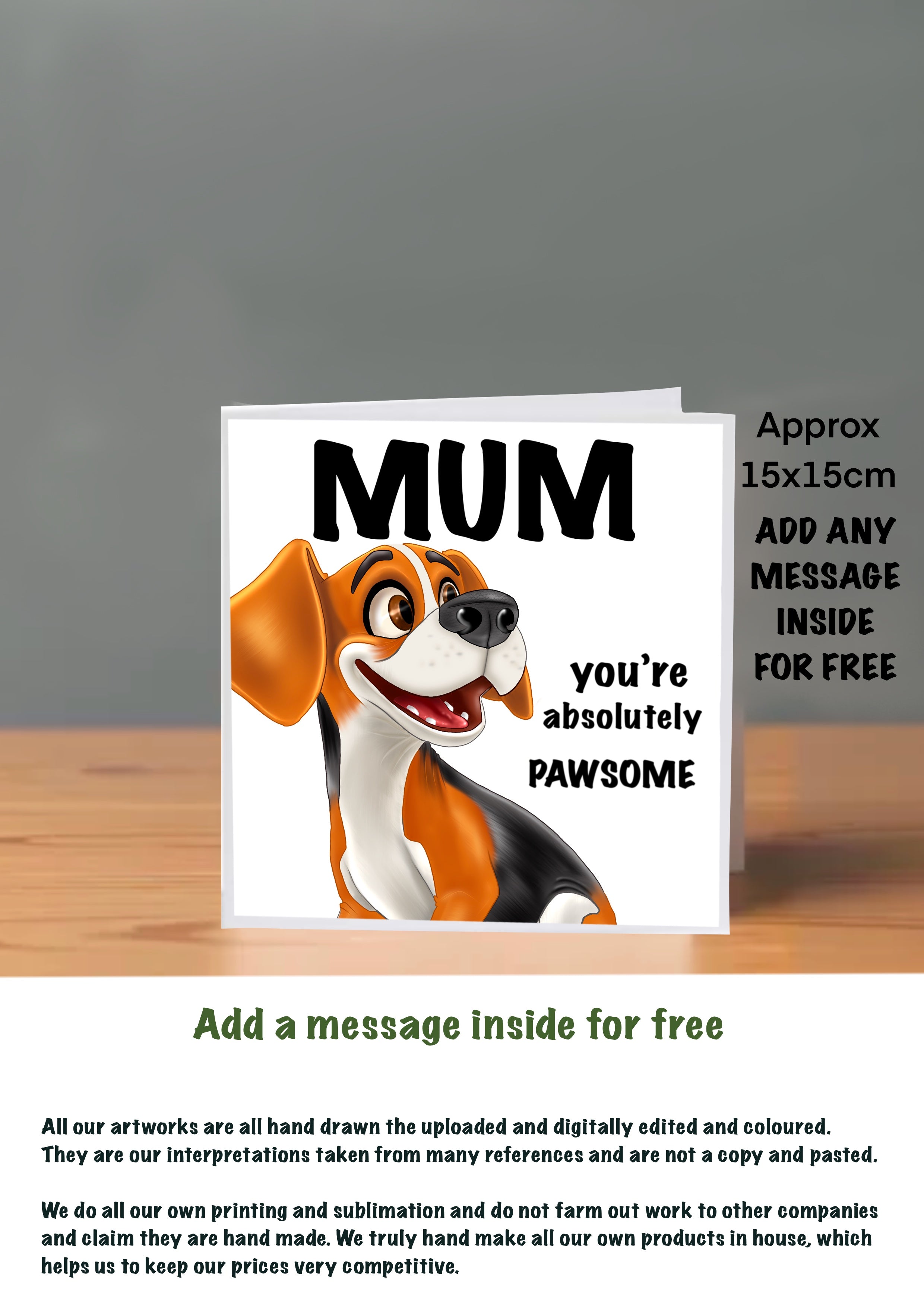 Dog Cards 15x15 for Mum