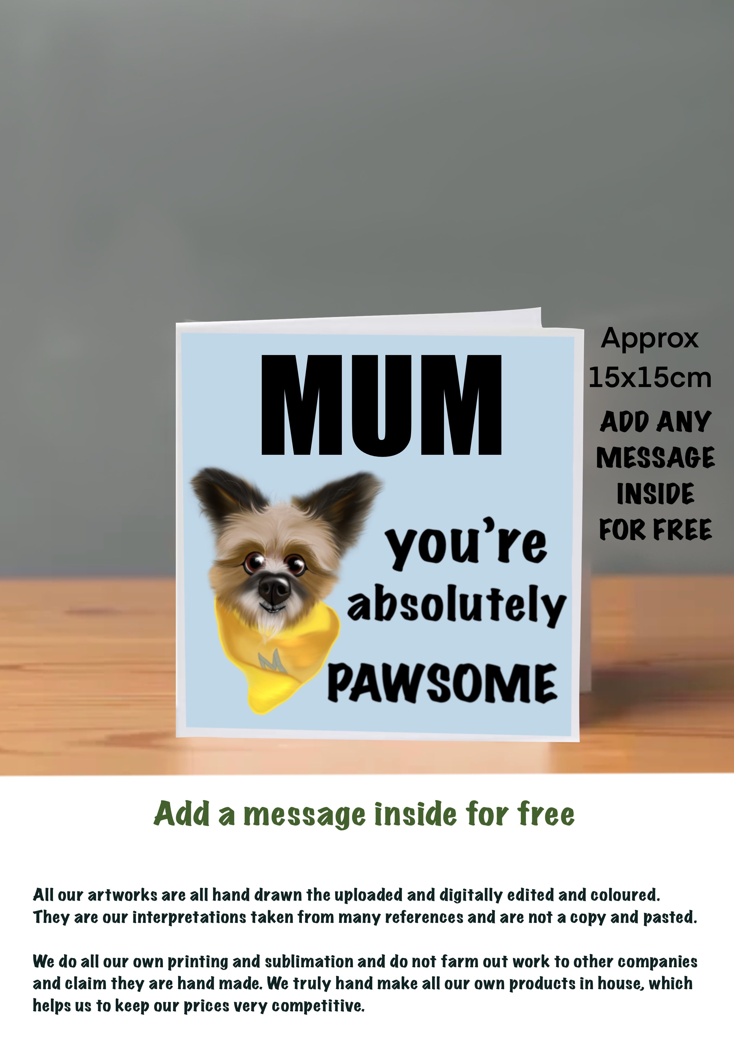 Dog Cards 15x15 for Mum