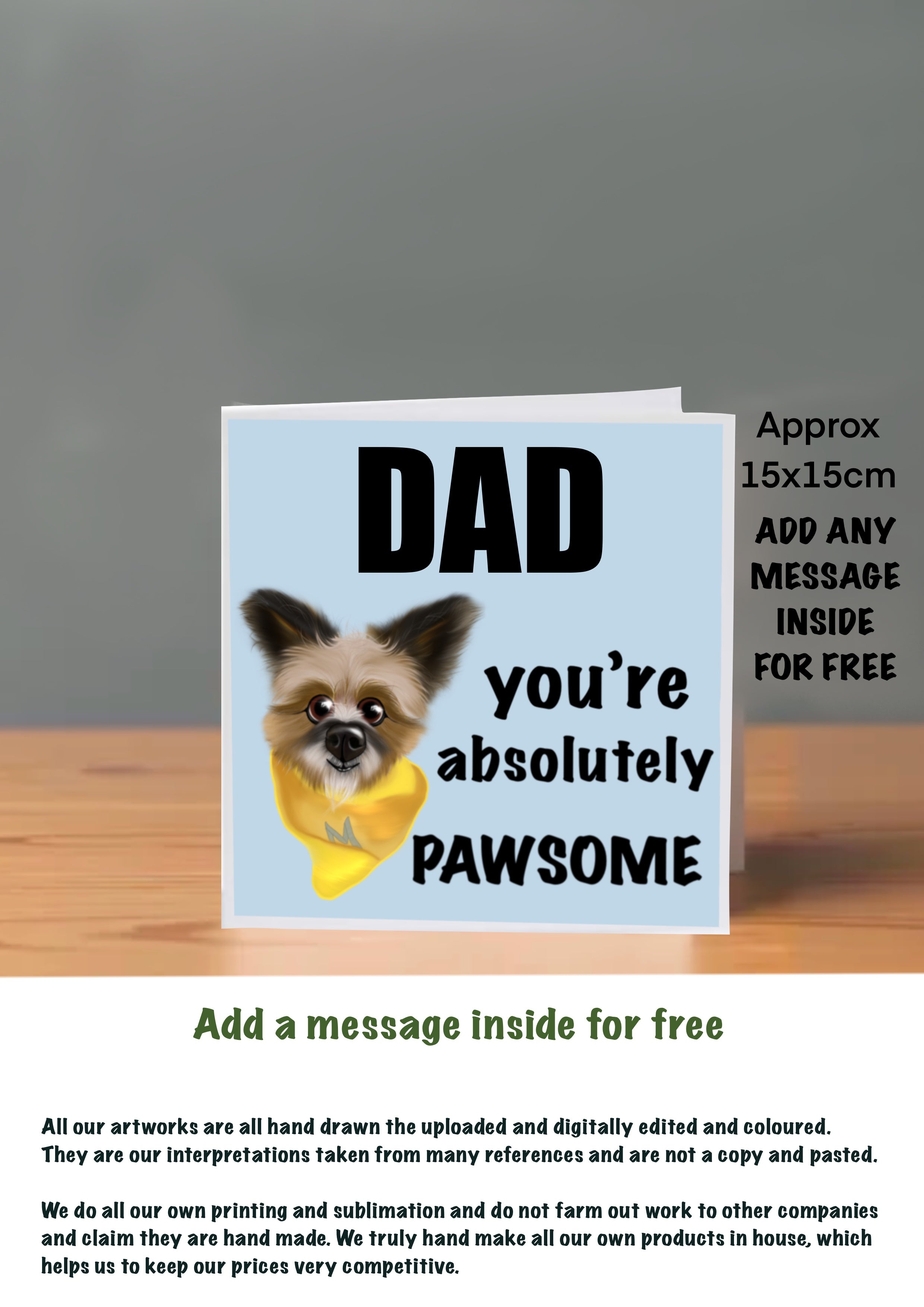 Dog Cards 15x15 for Dad