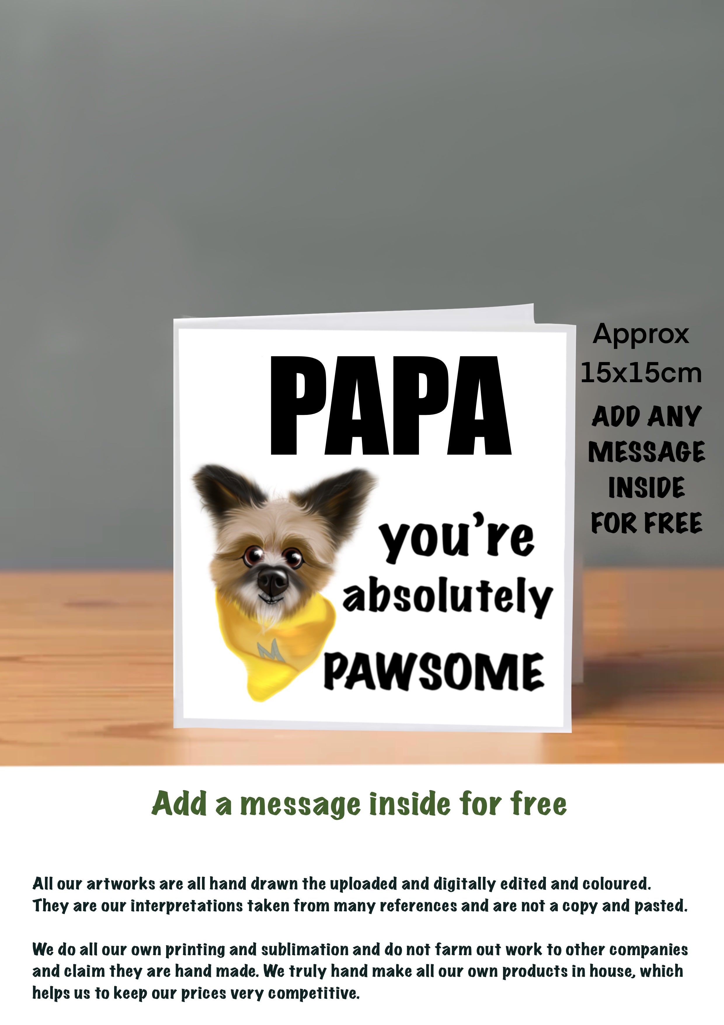 Dog Cards 15x15 for Papa
