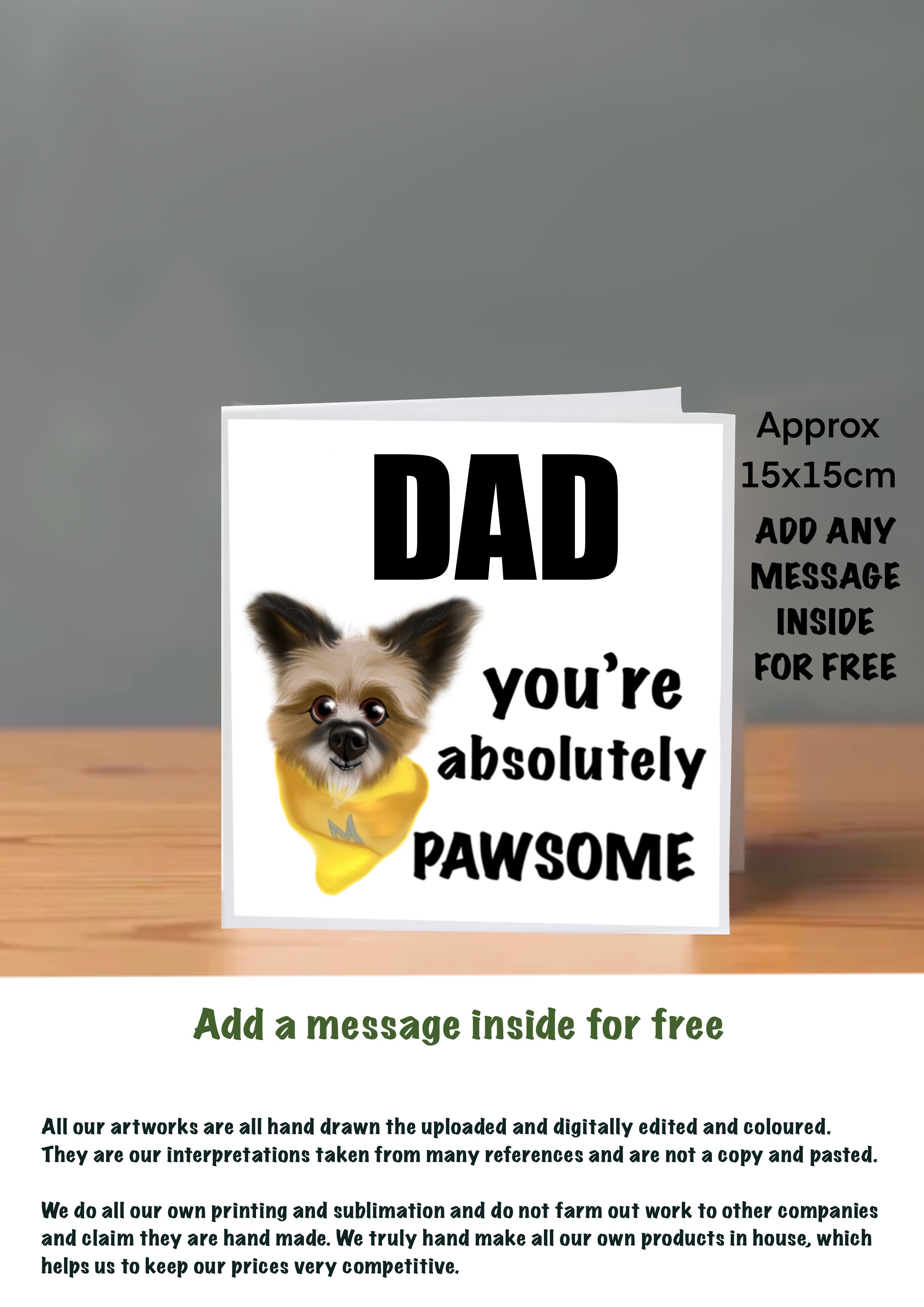 Dog Cards 15x15 for Dad