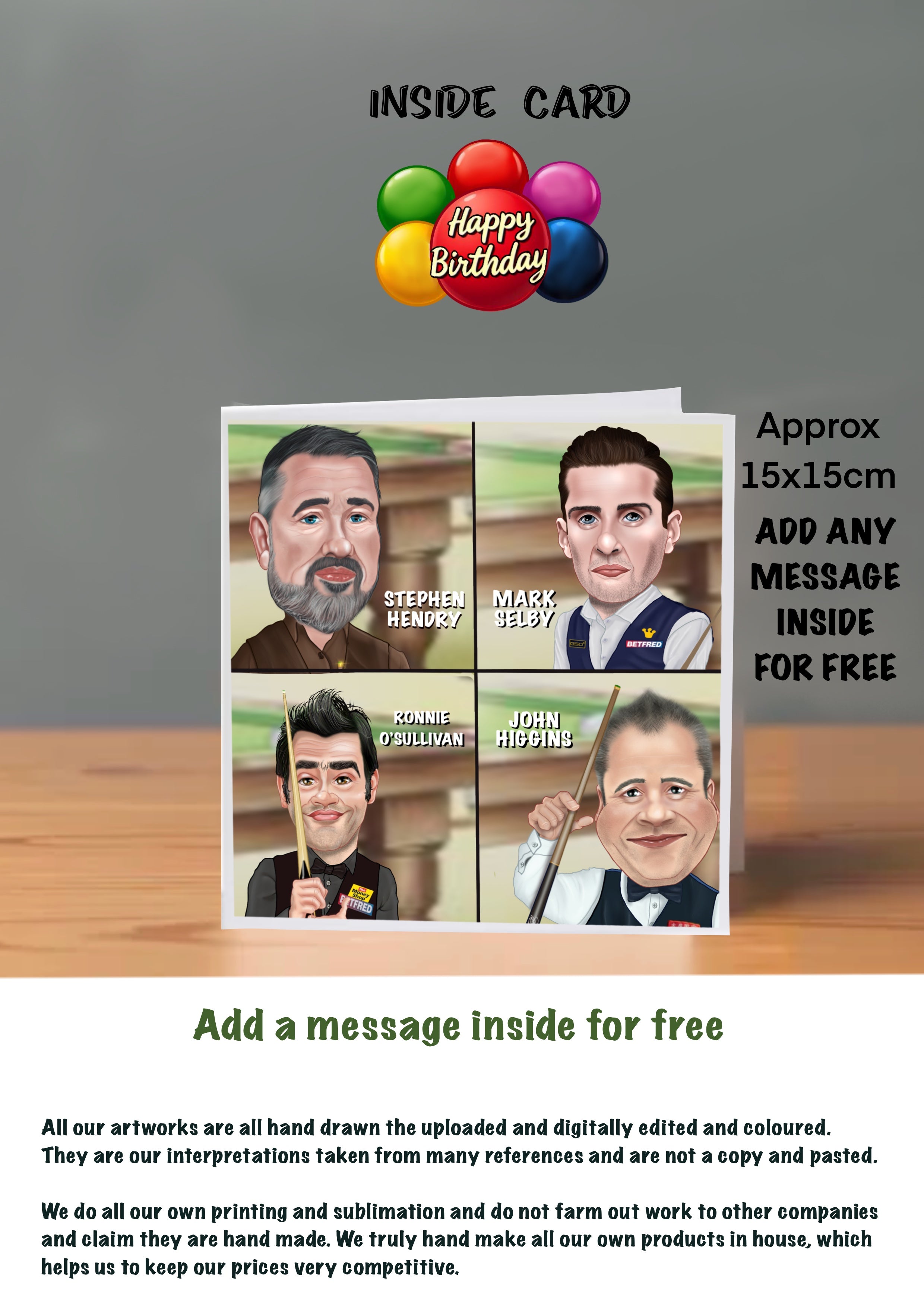Sports Snooker Cards 15x15