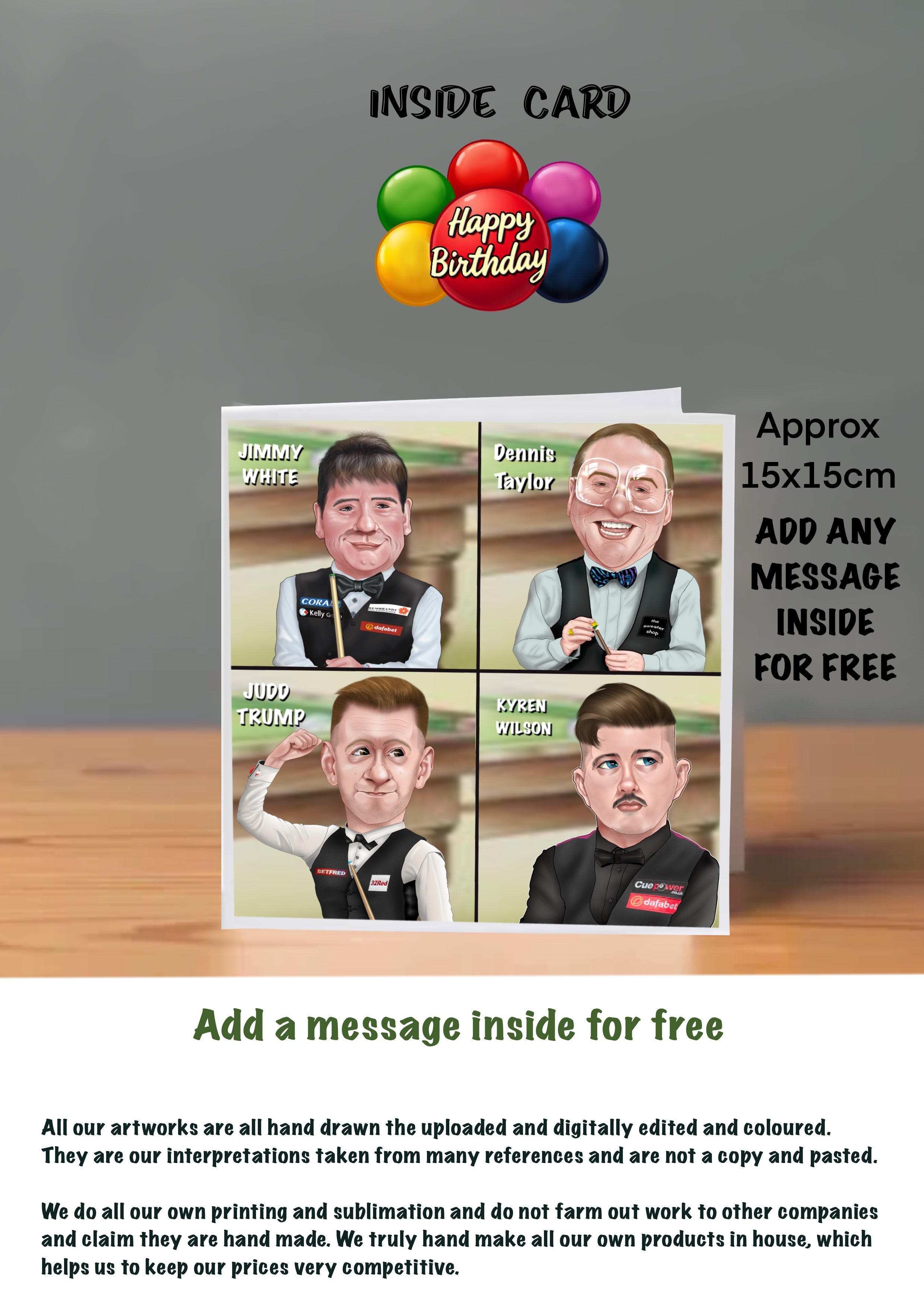 Sports Snooker Cards 15x15