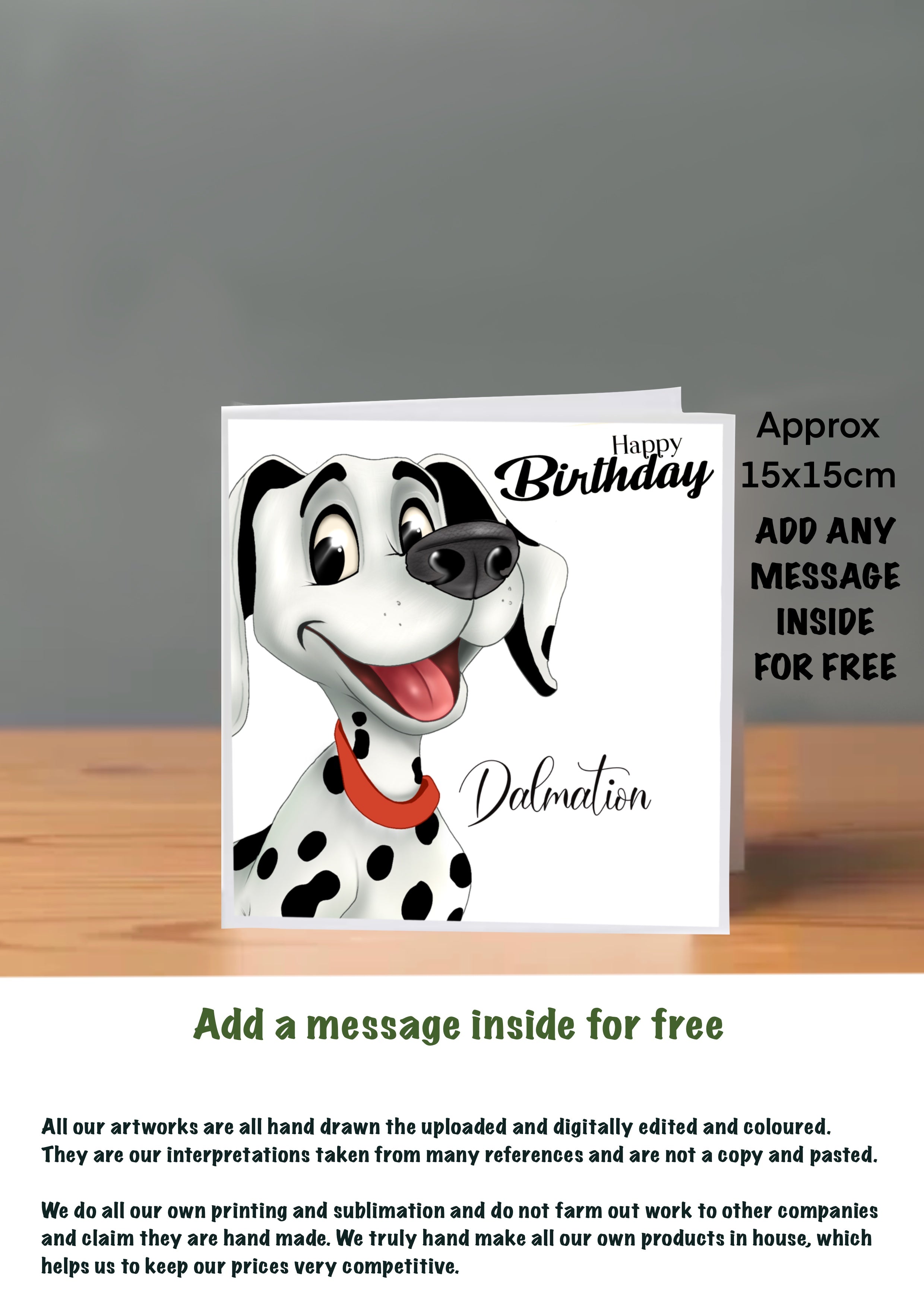 Dog Cards 15x15 Birthday Cards Dalmatian