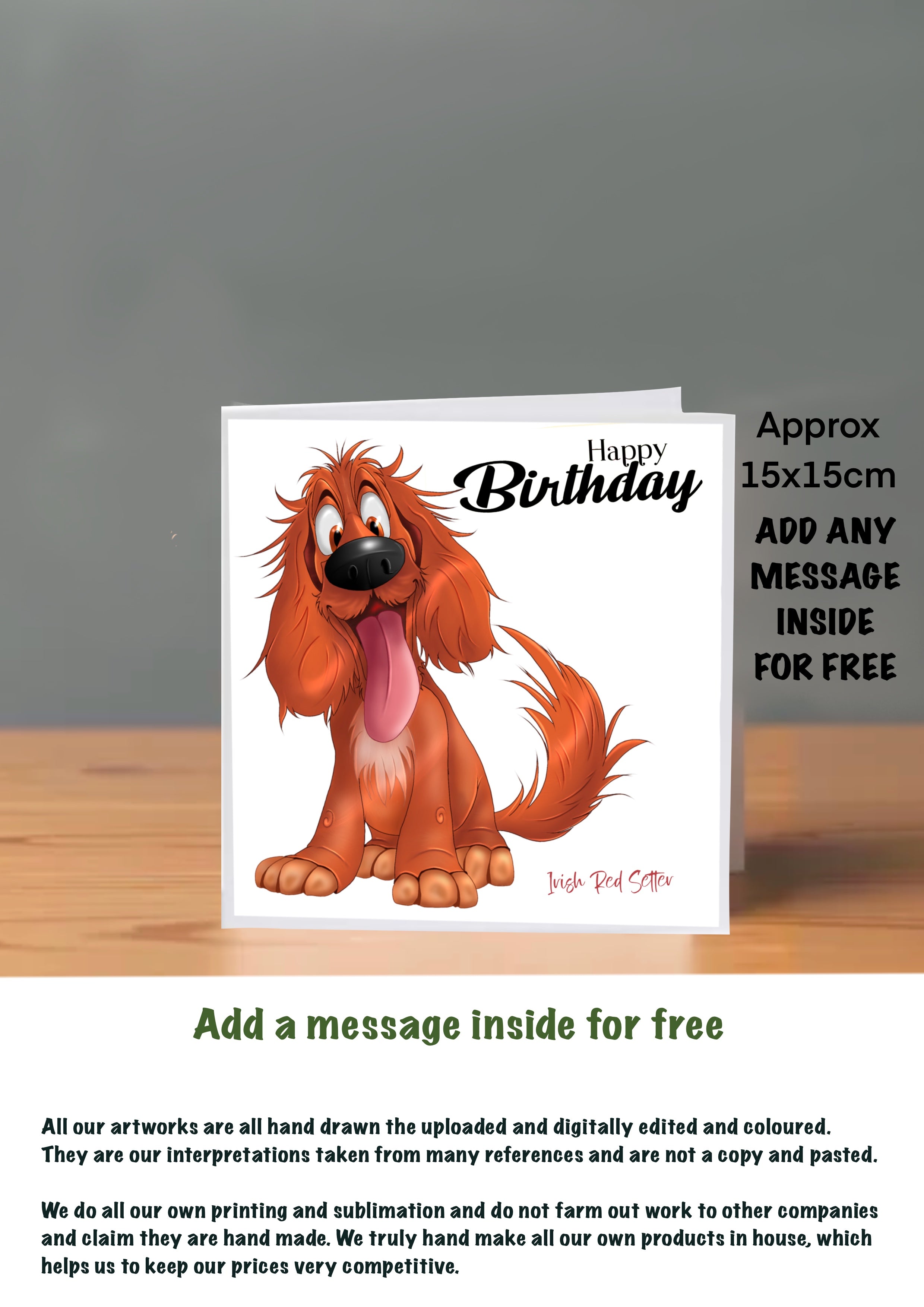 Dog Cards 15x15 Birthday Cards Irish Red Setter