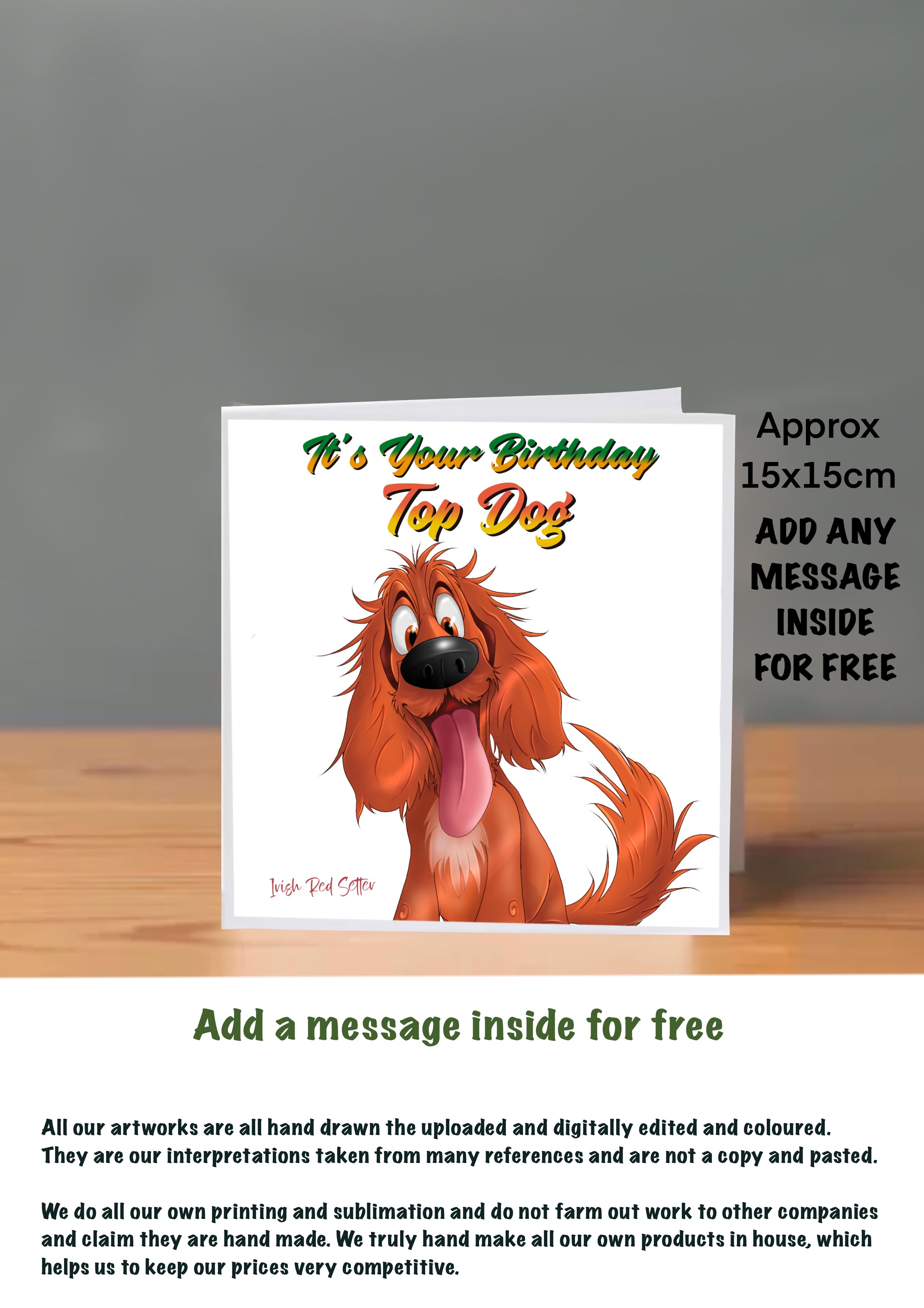 Dog Cards 15x15 Birthday Cards Irish Red Setter