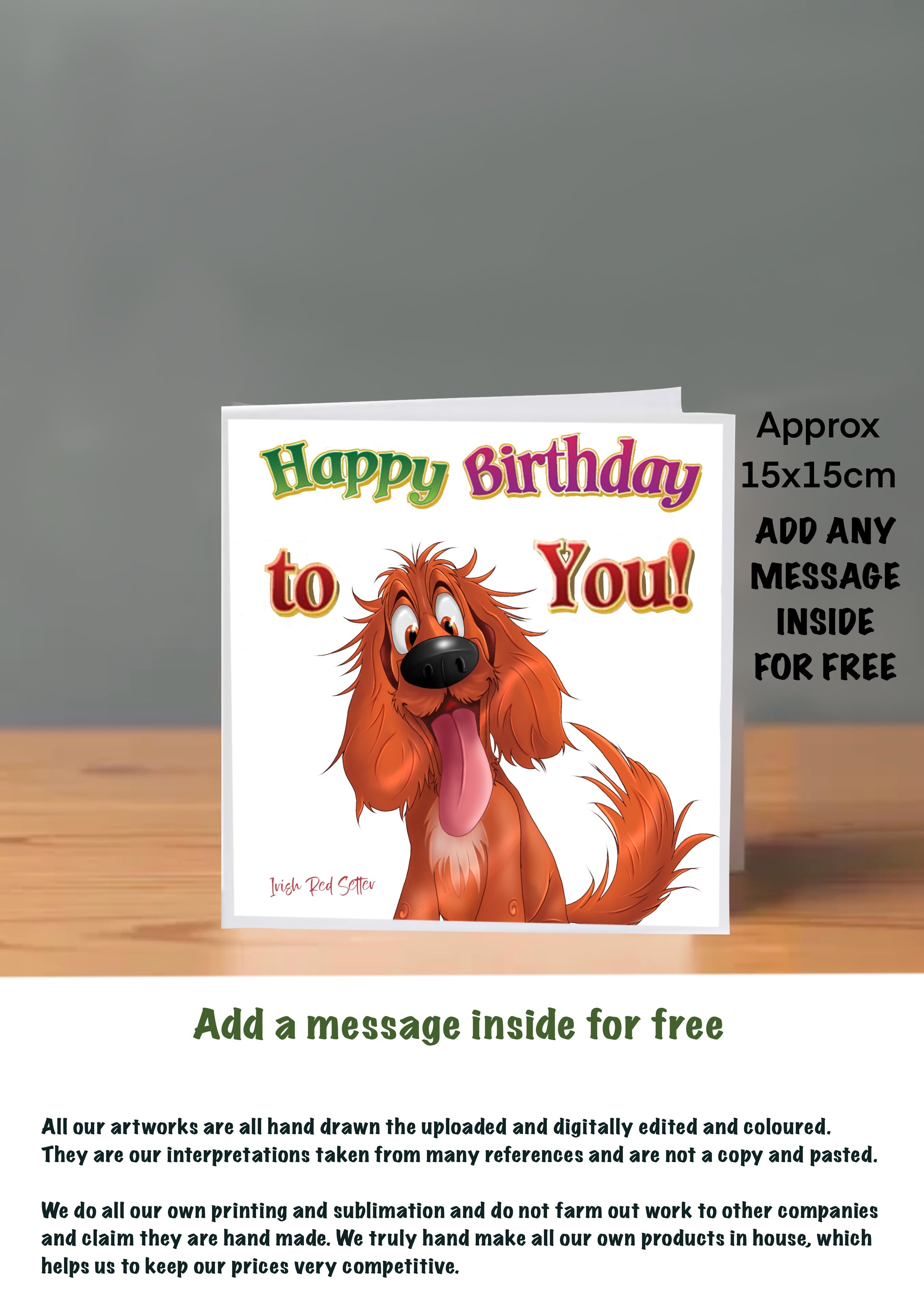 Dog Cards 15x15 Birthday Cards Irish Red Setter