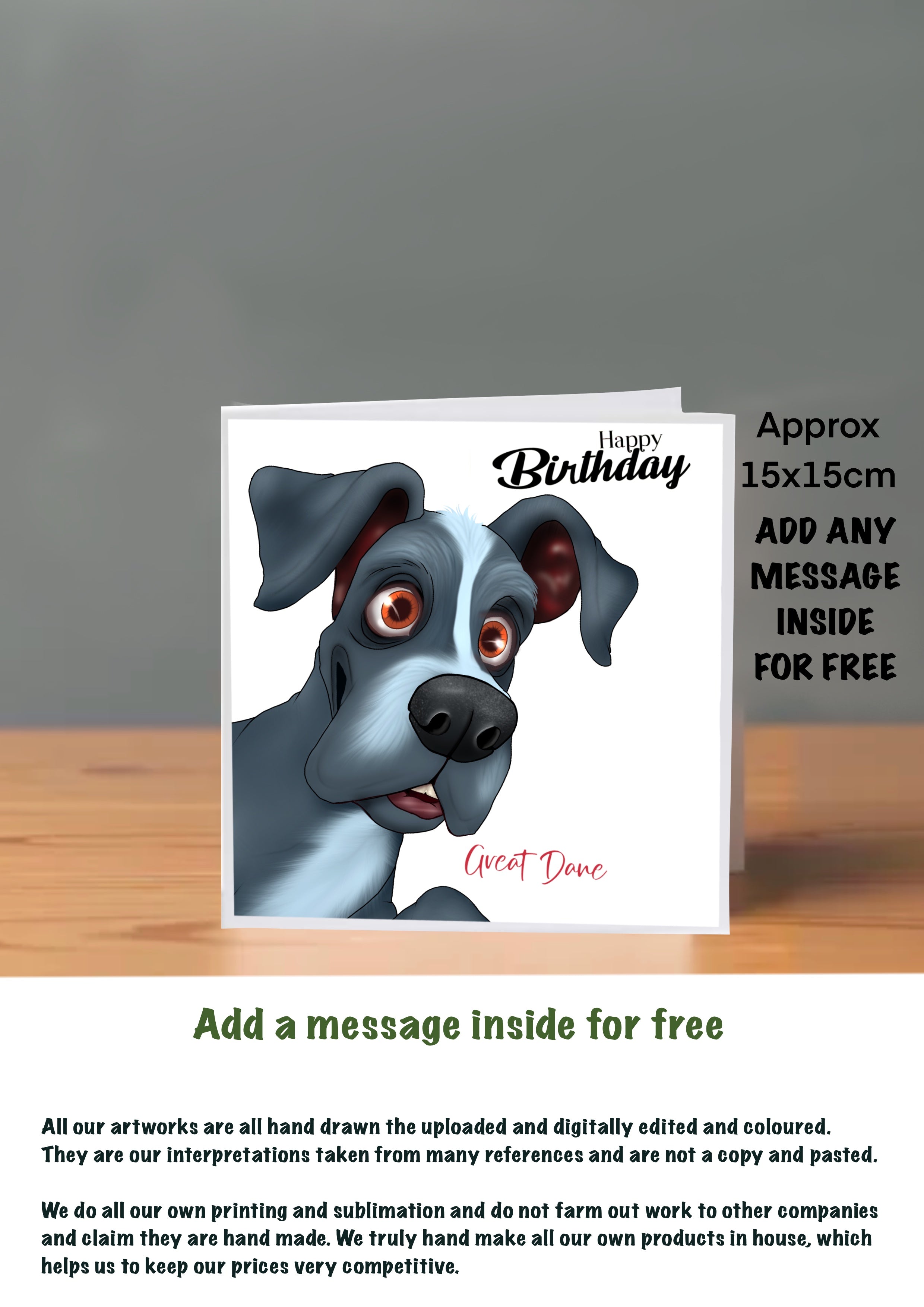Dog Cards 15x15 Birthday Cards Great Dane
