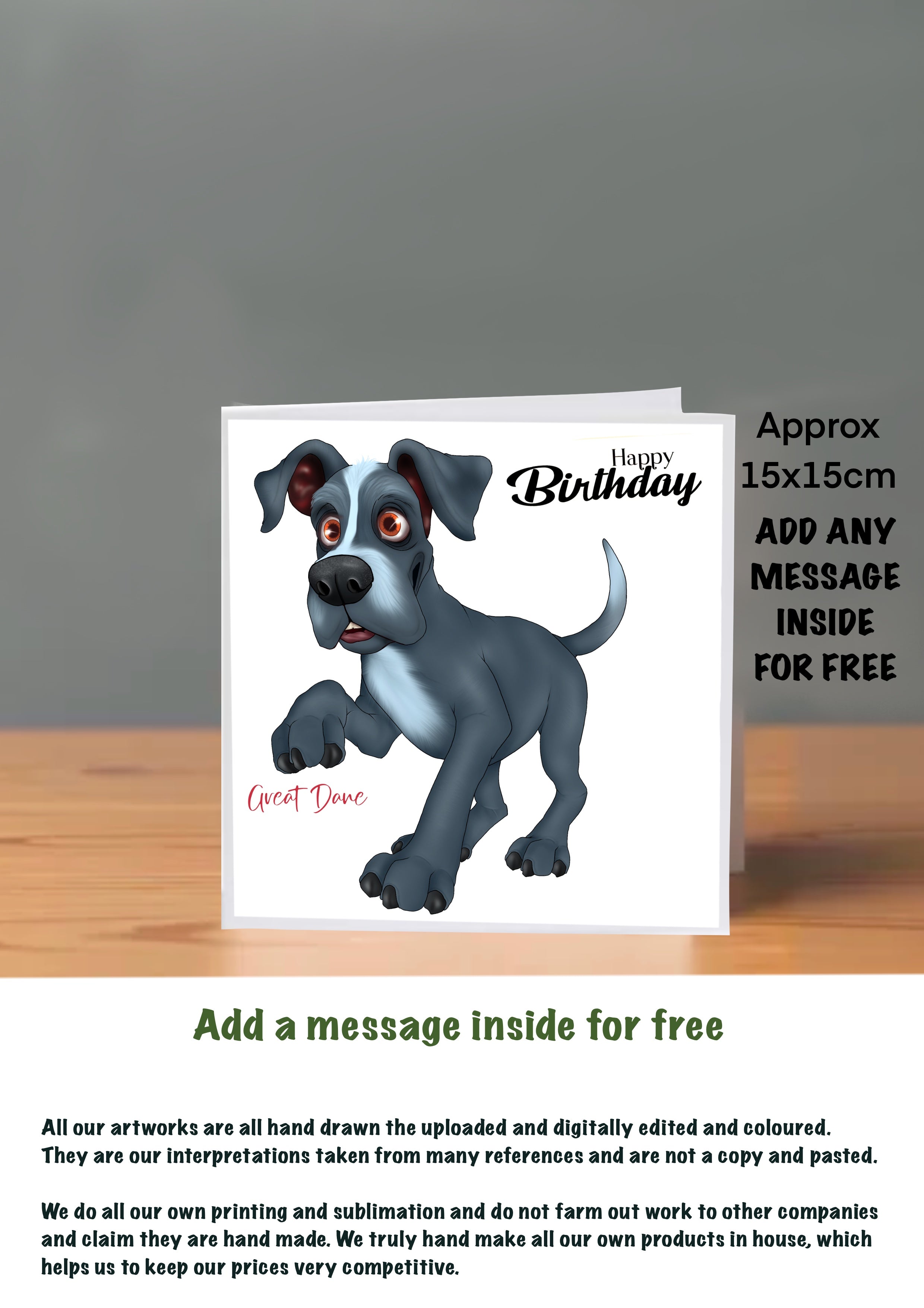 Dog Cards 15x15 Birthday Cards Great Dane
