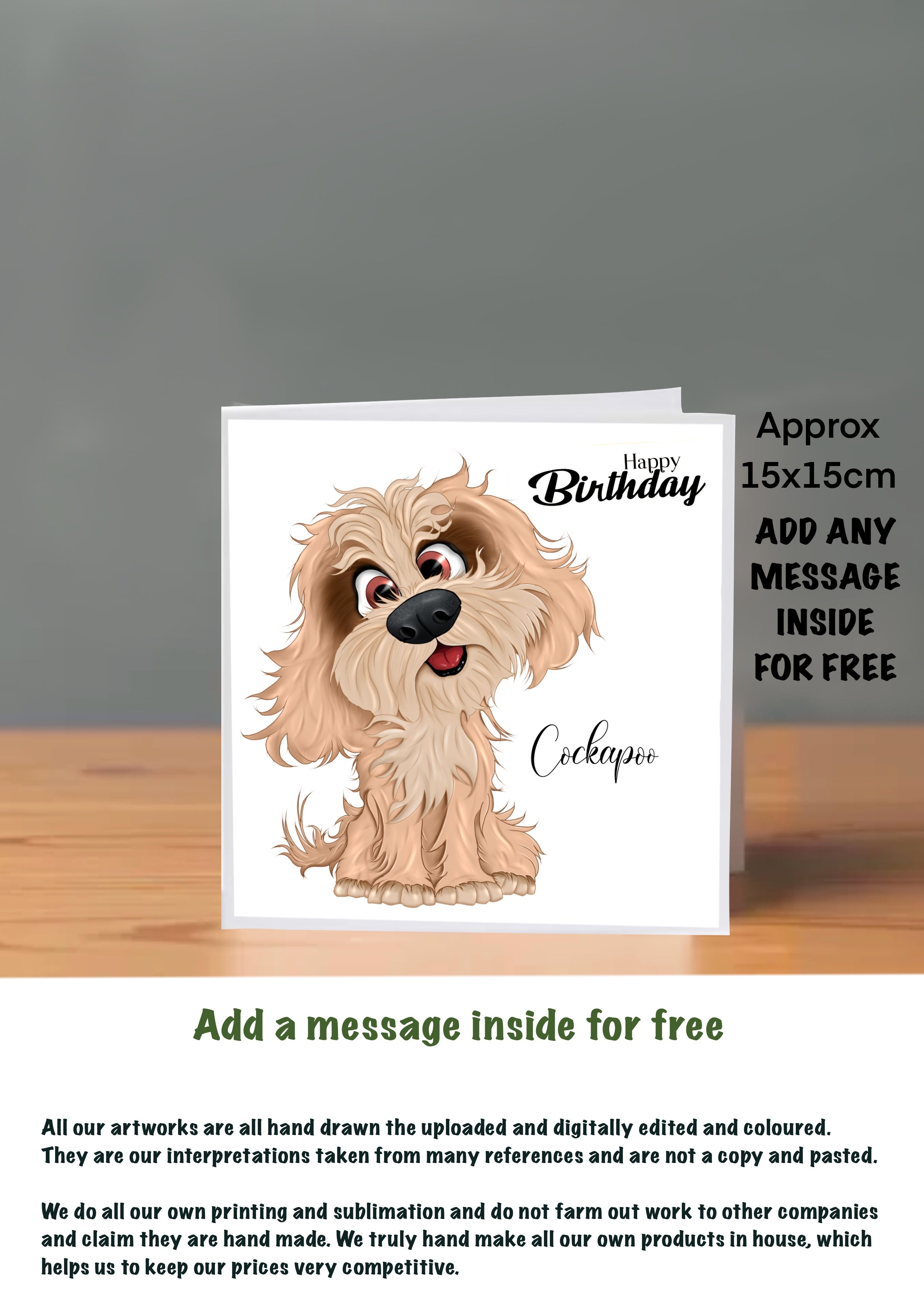 Dog Cards 15x15 Birthday Cards cockapoo