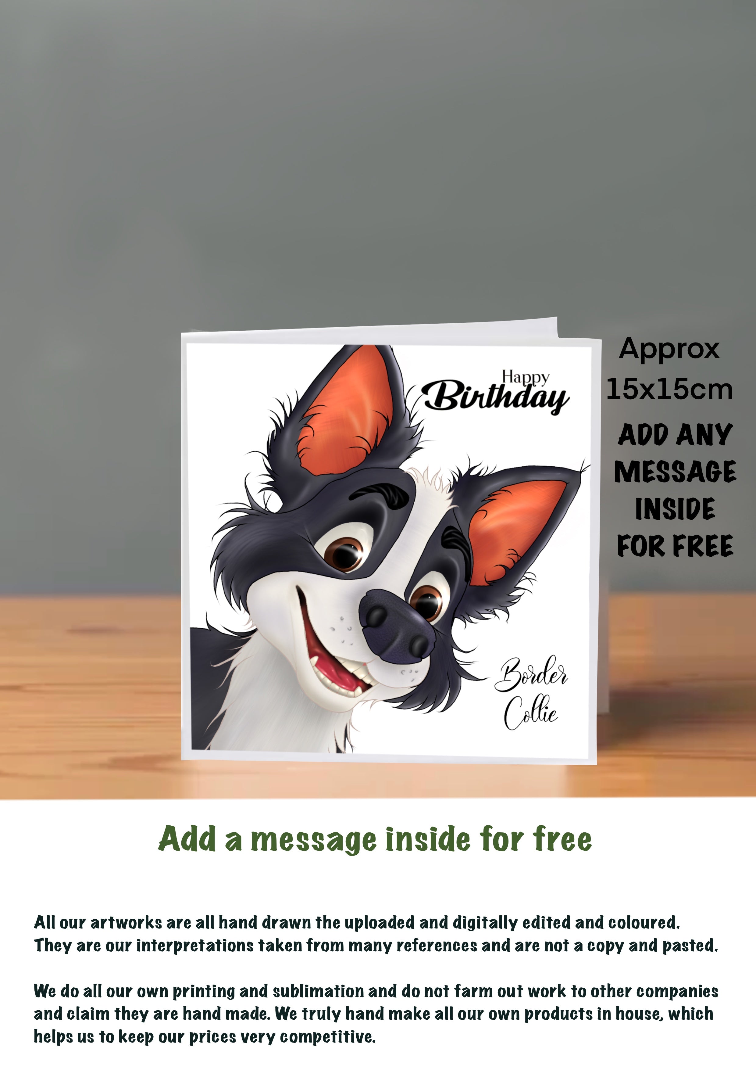 Dog Cards 15x15 Birthday Cards collie