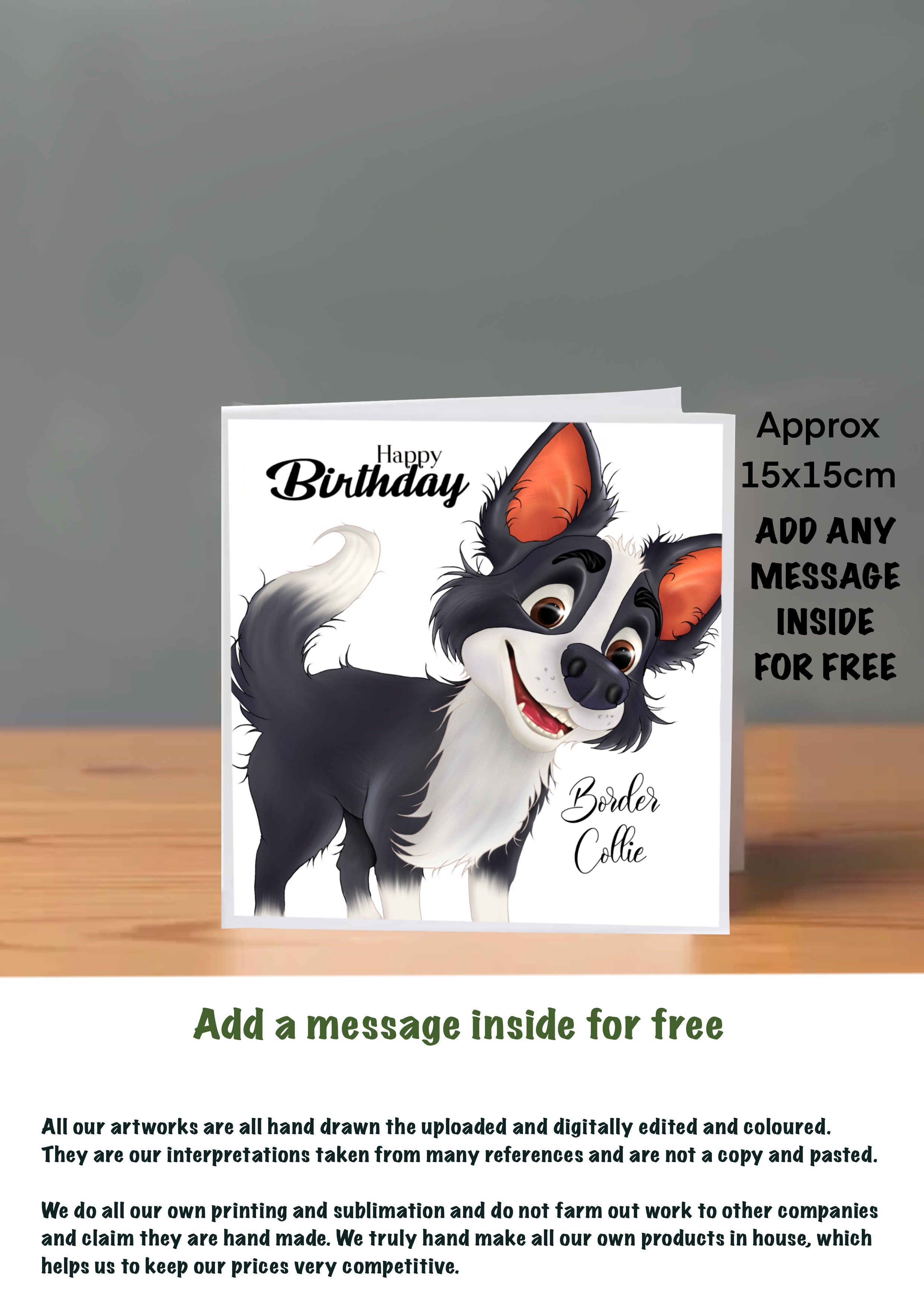Dog Cards 15x15 Birthday Cards collie