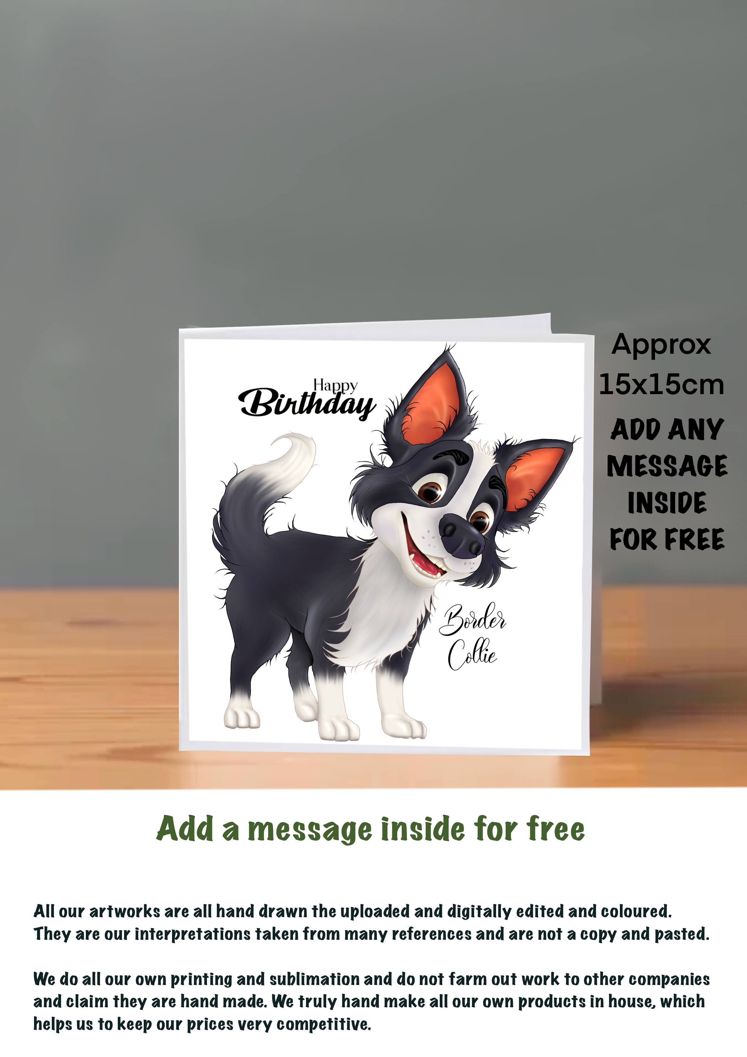 Dog Cards 15x15 Birthday Cards collie